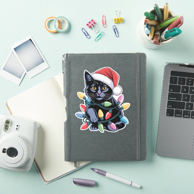 Black Cat Christmas Lights Funny Cat Lover (iPad Cover)
