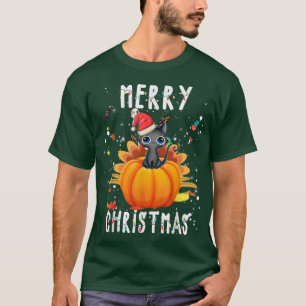 Black Cat christmas lights funny Pajama Funny Xmas T-Shirt