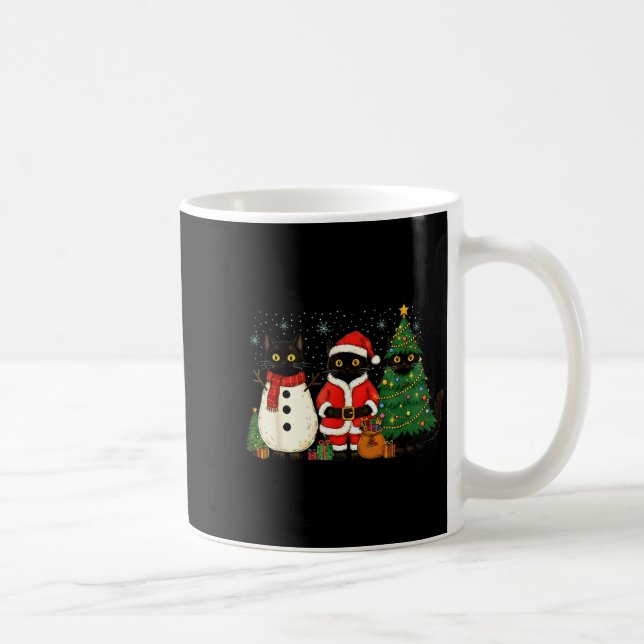 Black Cat Christmas Lights Reindeer Santa Meowy Ca Coffee Mug (Right)
