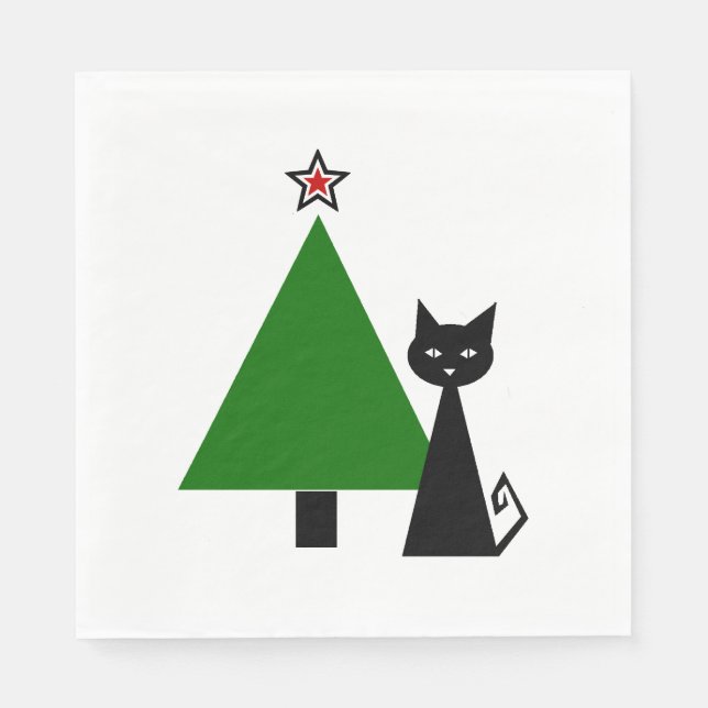 Black Cat Christmas Napkin (Front)