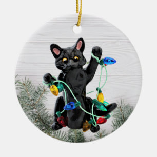Black Cat Christmas Ornament