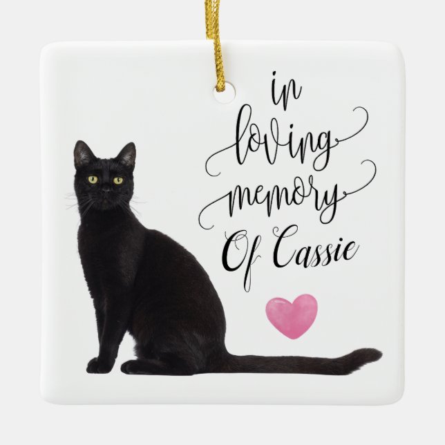Black Cat Christmas Ornament In Memory Of Your Cat (Front)