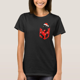 Black Cat Christmas Pocket For Black Cat T-Shirt