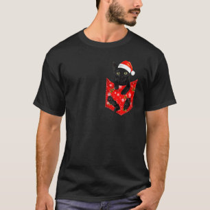 Black Cat Christmas Pocket For Black Cat T-Shirt