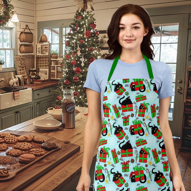 Black Cat Christmas Presents Apron (Creator Uploaded)