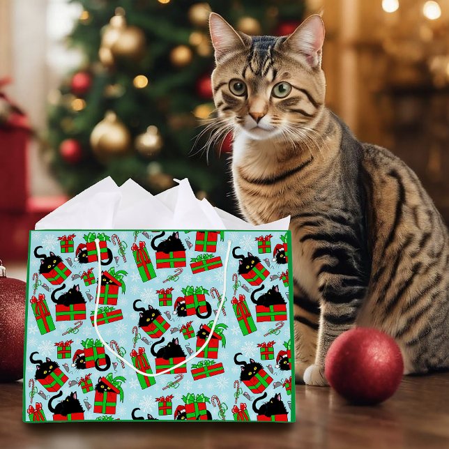Black Cat Christmas Presents Large Gift Bag (Creator Uploaded)