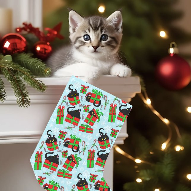 Black Cat Christmas Presents Small Christmas Stocking (Creator Uploaded)