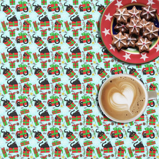 Black Cat Christmas Presents Tablecloth (Creator Uploaded)