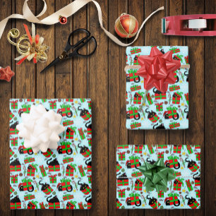 Black Cat Christmas Presents Wrapping Paper Sheet