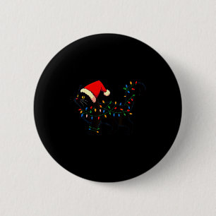 Black Cat Christmas Santa Hat Funny 6 Cm Round Badge