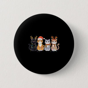 Black Cat Christmas Santa Hat Funny Meowy Cat 6 Cm Round Badge