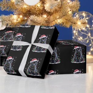 Black Cat Christmas Santa Hat Funny Meowy Cats  Wrapping Paper