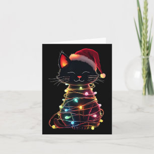 Black Cat Christmas Santa Hat Meowy Cats 2  Card