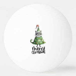 Black Cat Christmas themed Ping Pong Ball
