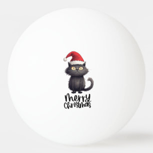 Black Cat Christmas themed Ping Pong Ball