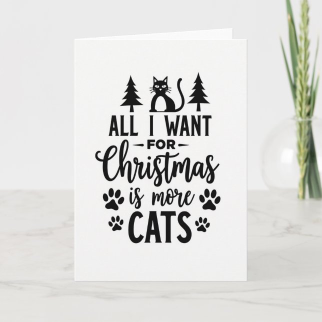 Black Cat Christmas Tree Card (Front)