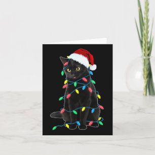 Black Cat Christmas Tree Lights Fun Santa Kitten L Card