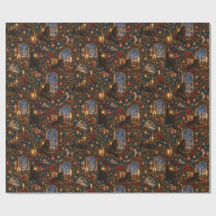 Black Cat Christmas Wrapping Paper