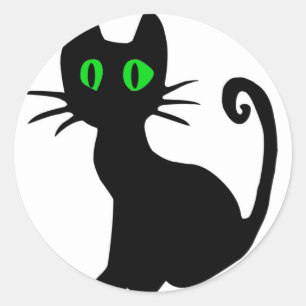 Black Cat Classic Round Sticker