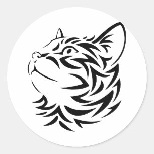 black cat classic round sticker