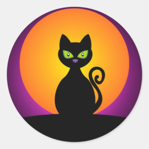 Black Cat Classic Round Sticker