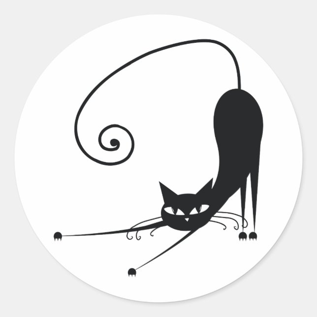 Black Cat Classic Round Sticker (Front)