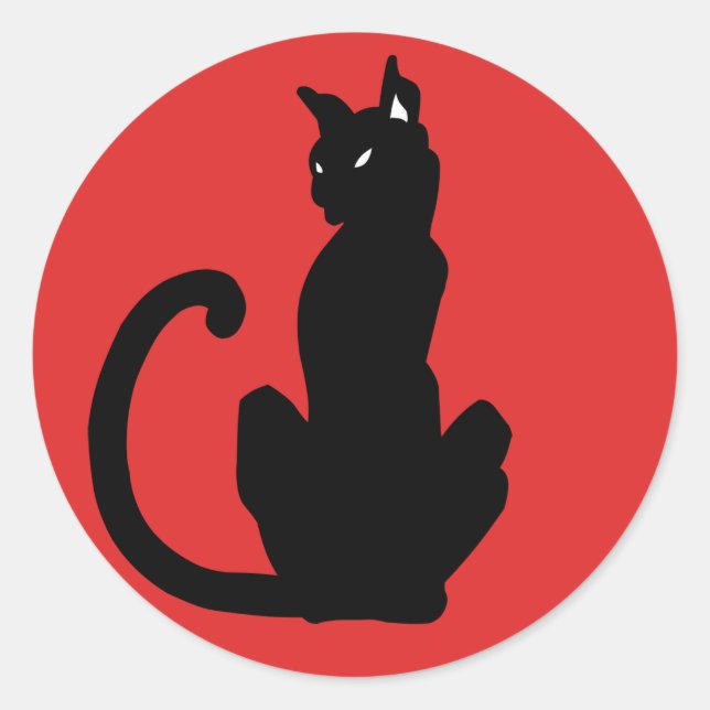 Black Cat Classic Round Sticker (Front)