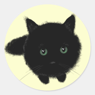Black Cat Classic Round Sticker