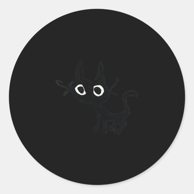 Black Cat  Classic Round Sticker (Front)