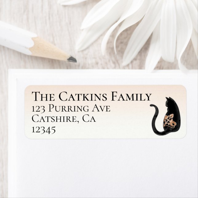 Black Cat, Classy Return Address Label (Insitu)