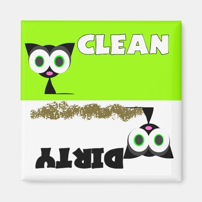 Black Cat Clean / Dirty Dishwasher Magnet (Front)