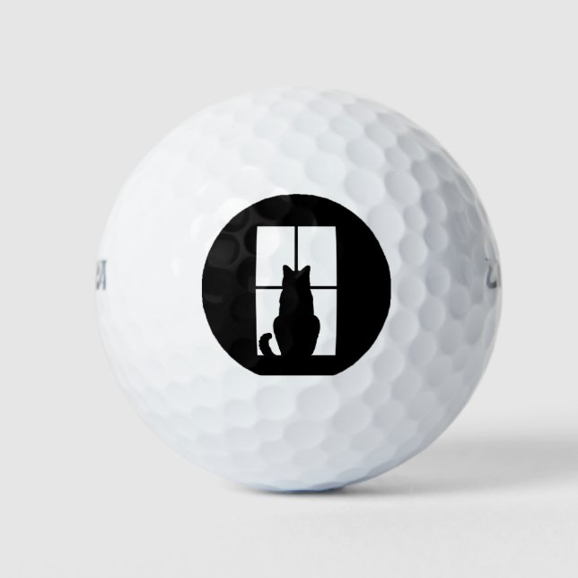 Black Cat Click to Customise Window Colour Option Golf Balls (Front)