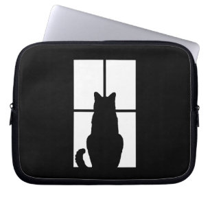 Black Cat Click to Customise Window Colour Option Laptop Sleeve
