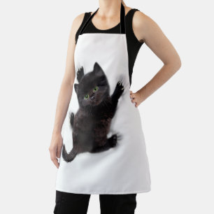 Black Cat Climbing On Human Back Apron