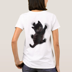 Black Cat Climbing On Human Back T-Shirt