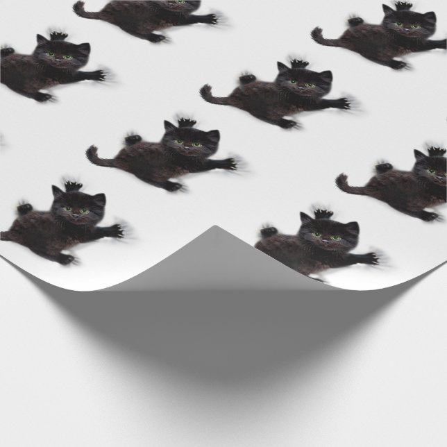 Black Cat Climbing On Human Back Wrapping Paper (Corner)