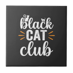 Black Cat Club Halloween Design Ceramic Tile