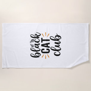 Black Cat Club Vintage Cat Lover Vector Design_1 Beach Towel