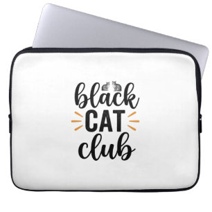 Black Cat Club Vintage Cat Lover Vector Design_1 Laptop Sleeve