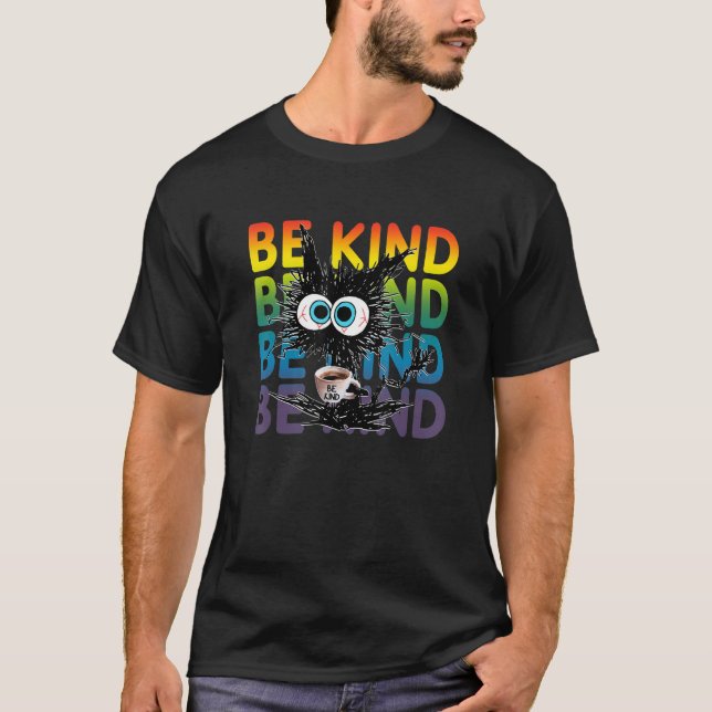 Black Cat Coffee Be Kind T-Shirt (Front)
