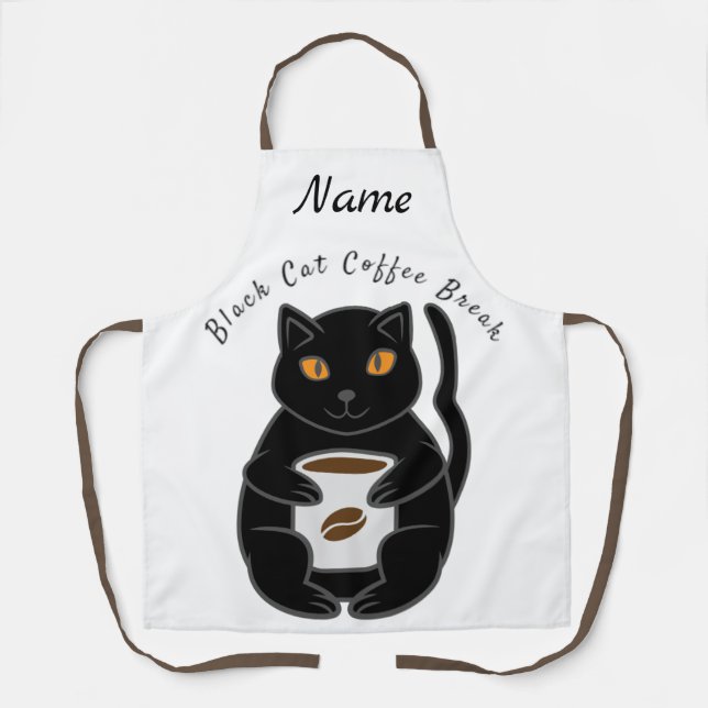 Black Cat Coffee Break Thunder_Cove  Apron (Front)