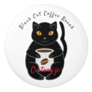 Black Cat Coffee Break Thunder_Cove  Ceramic Knob