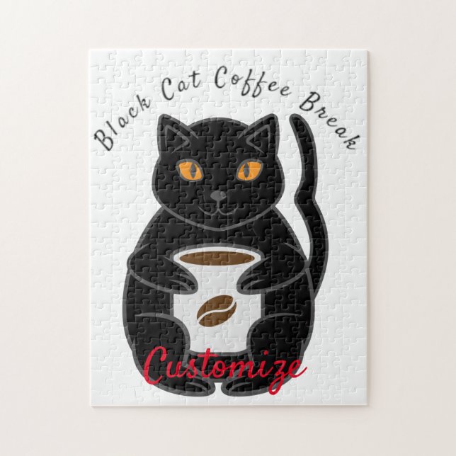 Black Cat Coffee Break Thunder_Cove Jigsaw Puzzle (Vertical)