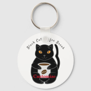 Black Cat Coffee Break Thunder_Cove Key Ring
