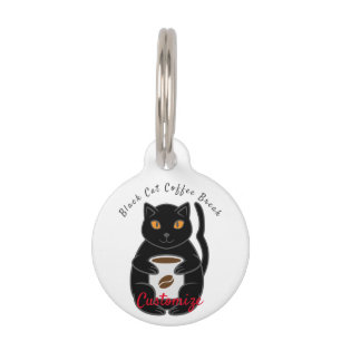 Black Cat Coffee Break Thunder_Cove Pet Tag