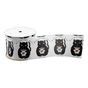 Black Cat Coffee Break Thunder_Cove  Satin Ribbon