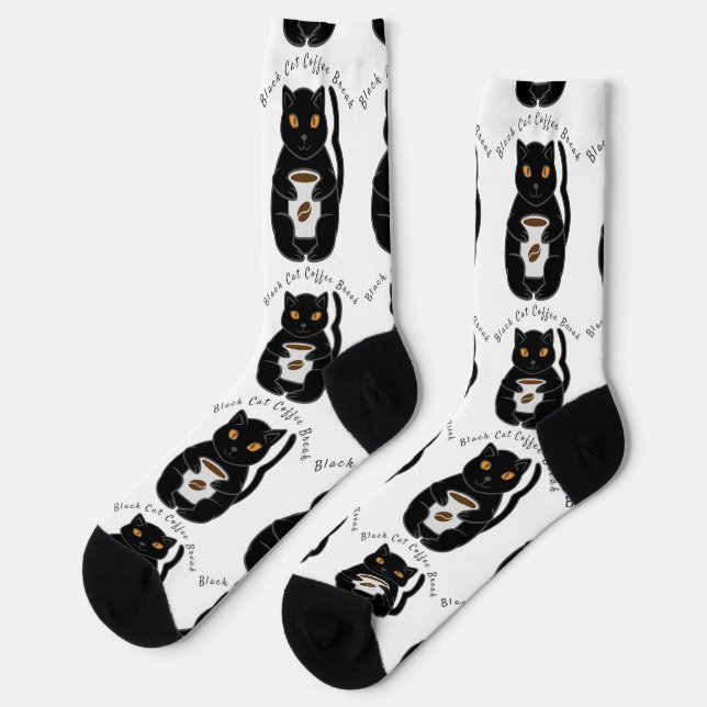Black Cat Coffee Break Thunder_Cove Socks (Left)