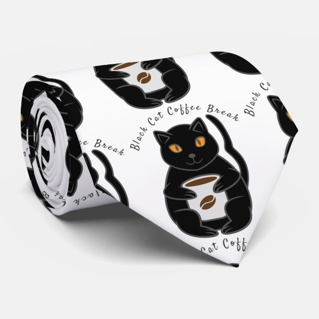 Black Cat Coffee Break Thunder_Cove Tie (Rolled)