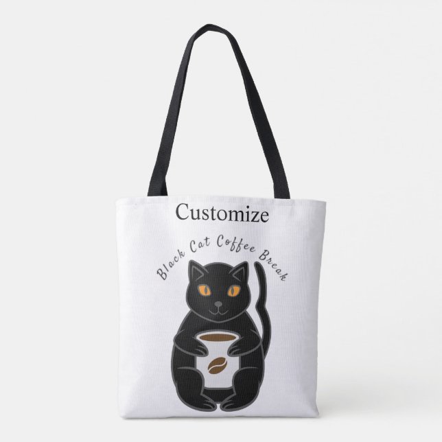 Black Cat Coffee Break Thunder_Cove  Tote Bag (Back)