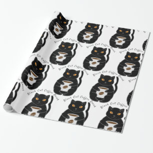 Black Cat Coffee Break Thunder_Cove  Wrapping Paper